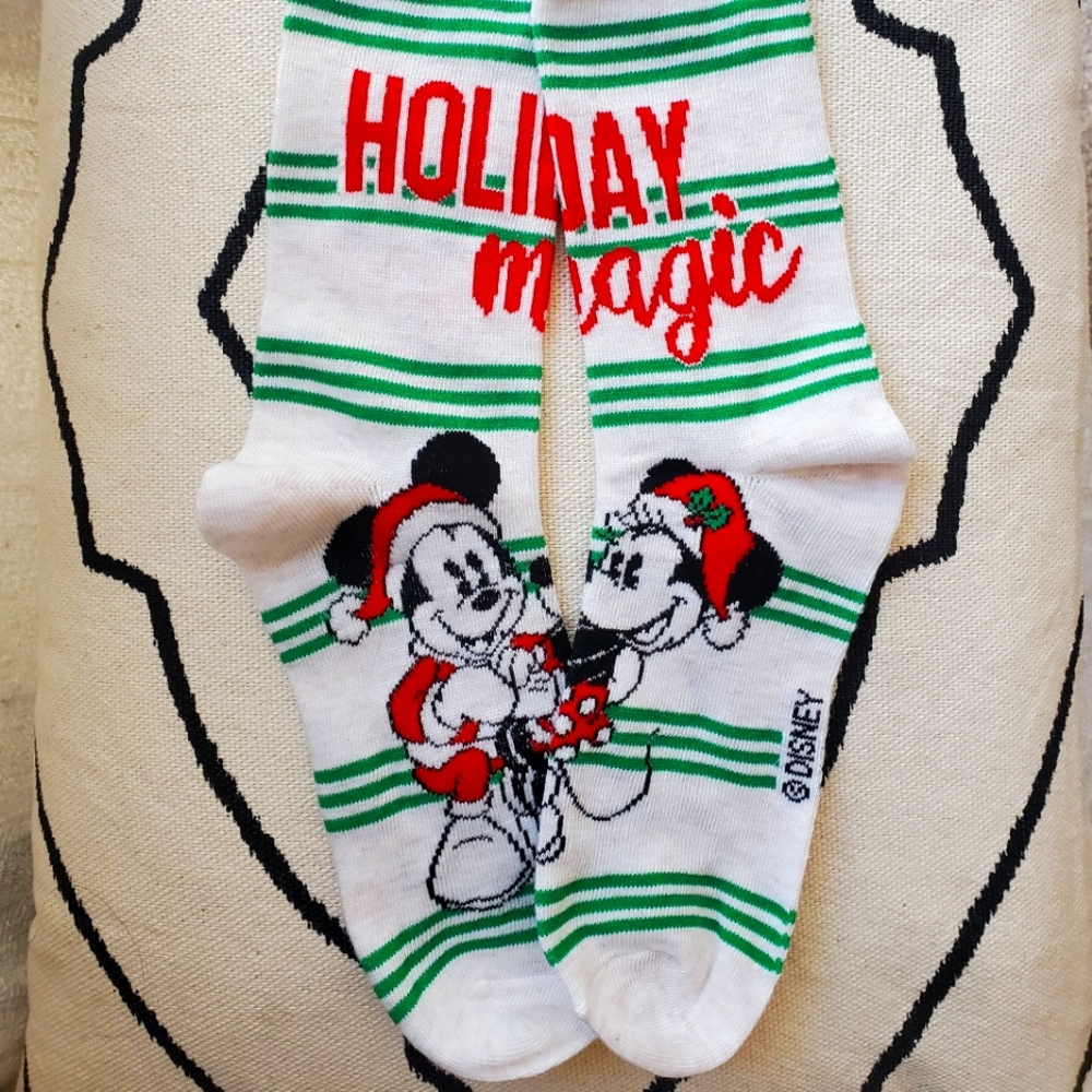 Mickey & Minnie mouse Christmas socks x2